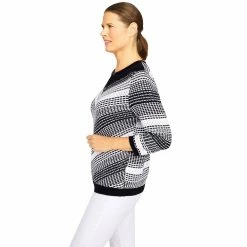 Women's Alfred Dunner Empire State Texture Splitneck Three Quarter Sleeve Sweater -Alfred Dunner Shop 5771230 ALT3