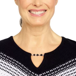 Women's Alfred Dunner Empire State Texture Splitneck Three Quarter Sleeve Sweater -Alfred Dunner Shop 5771230 ALT4