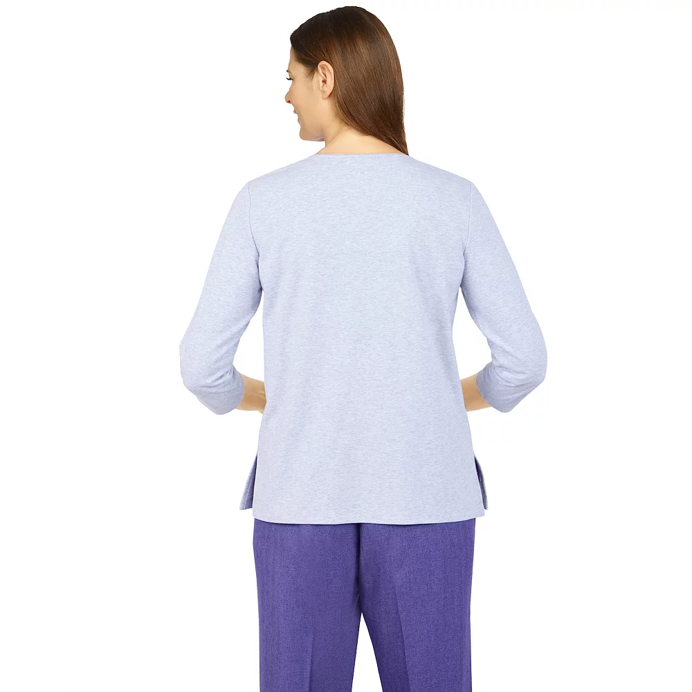 Plus Size Alfred Dunner Tivoli Gardens Diamond Yoke Embroidery Top 2 Plus Size Alfred Dunner Tivoli Gardens Diamond Yoke Embroidery Top - Image 2