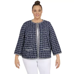 Alfred Dunner Shop 36 Plus Size Alfred Dunner Sloane Street Shimmer Boucle Fringe Trim Jacket