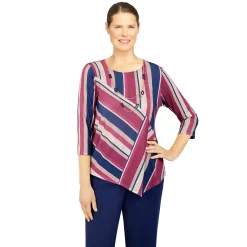 Plus Size Alfred Dunner Sloane Street Spliced Stripe Top