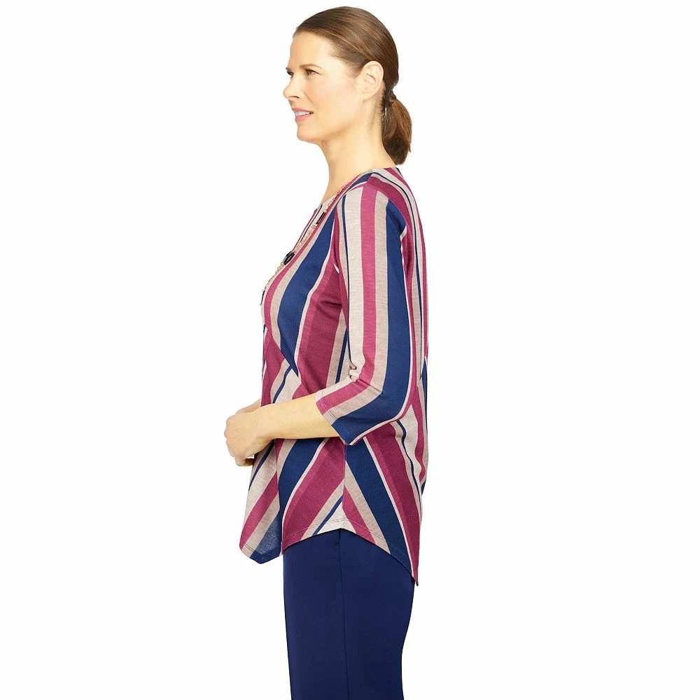 Plus Size Alfred Dunner Sloane Street Spliced Stripe Top 2 Plus Size Alfred Dunner Sloane Street Spliced Stripe Top - Image 2