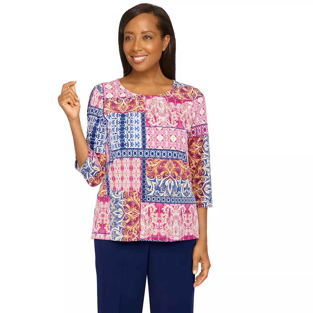 Plus Size Alfred Dunner Sloane Street Medallion Patchwork Print Top 1 Plus Size Alfred Dunner Sloane Street Medallion Patchwork Print Top
