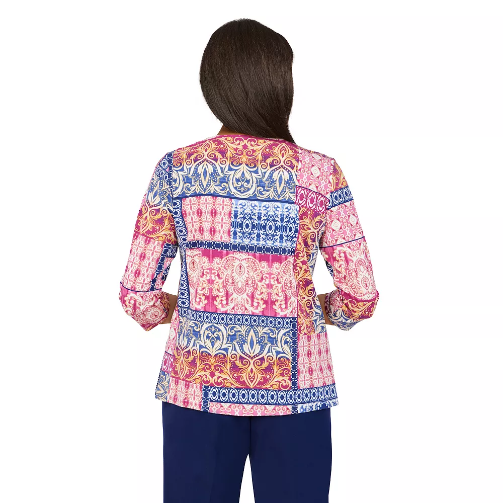 Plus Size Alfred Dunner Sloane Street Medallion Patchwork Print Top 2 Plus Size Alfred Dunner Sloane Street Medallion Patchwork Print Top - Image 2