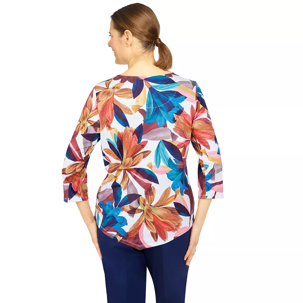 Plus Size Alfred Dunner Sloane Street Abstract Flowers Print Top 2 Plus Size Alfred Dunner Sloane Street Abstract Flowers Print Top - Image 2