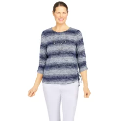 Petite Alfred Dunner Sloane Street Ombre Stripe Top