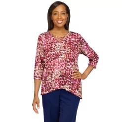 Petite Alfred Dunner Sloane Street Abstract Geometric Print Top