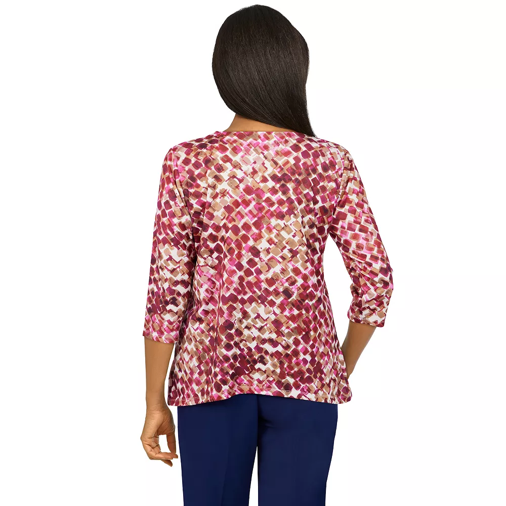 Petite Alfred Dunner Sloane Street Abstract Geometric Print Top 2 Petite Alfred Dunner Sloane Street Abstract Geometric Print Top - Image 2