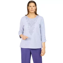 Women's Alfred Dunner Tivoli Gardens Diamond Yoke Embroidery Top