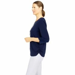 Women's Alfred Dunner Sloanne Street Knit Shirred Hem Top -Alfred Dunner Shop 5814597 ALT3