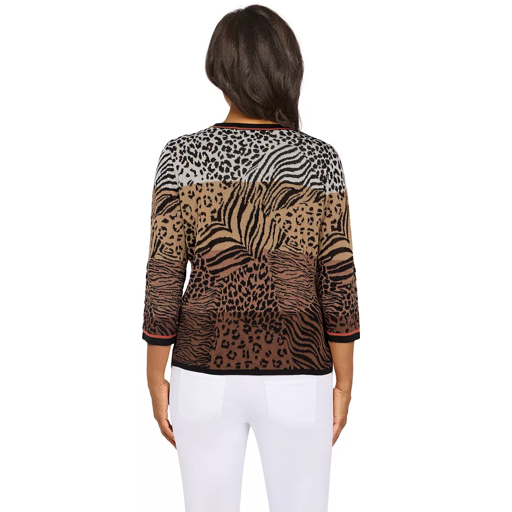 Women's Alfred Dunner Classics Ombre Animal Jacquard Sweater 4 Women's Alfred Dunner Classics Ombre Animal Jacquard Sweater - Image 4