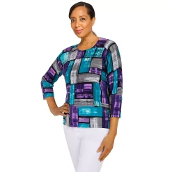 Women's Alfred Dunner Classics Colorblock Print Sweater -Alfred Dunner Shop 5833133 ALT2
