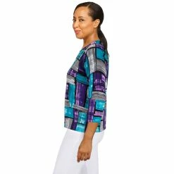 Women's Alfred Dunner Classics Colorblock Print Sweater -Alfred Dunner Shop 5833133 ALT3