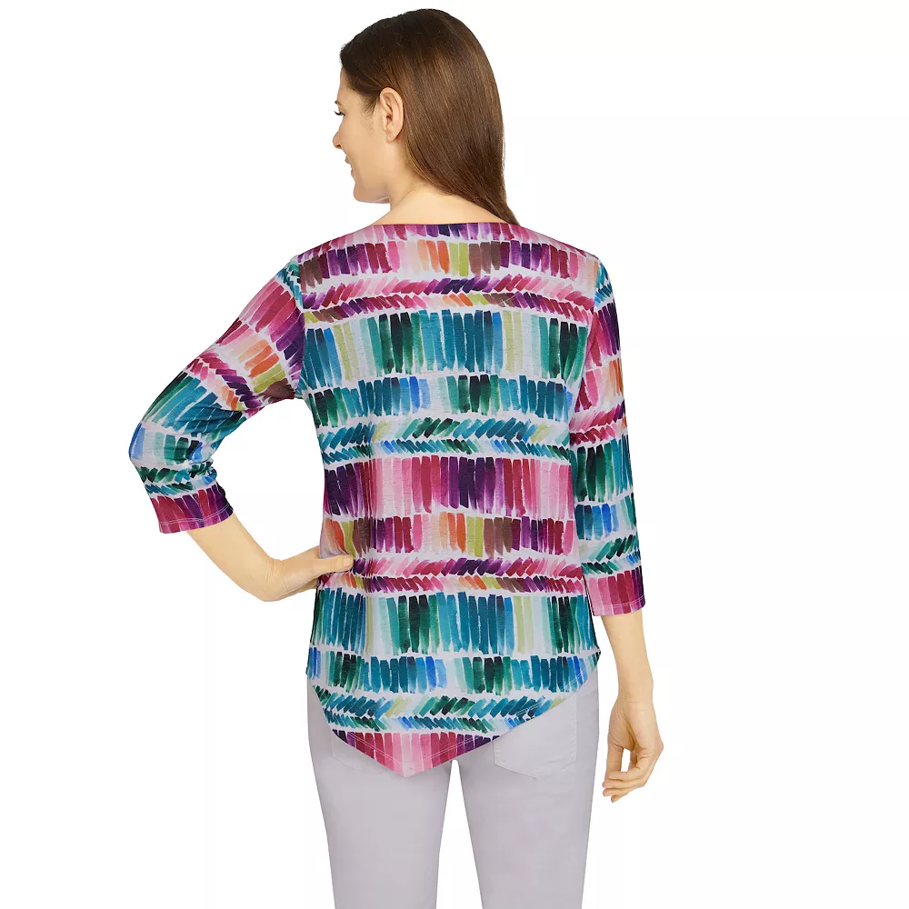 Women's Alfred Dunner Classics Brushstroke Print Knit Top 2 Women's Alfred Dunner Classics Brushstroke Print Knit Top - Image 2