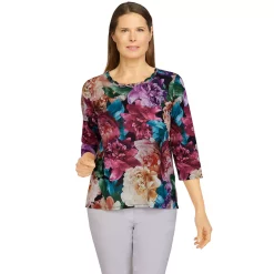 Women's Alfred Dunner Classics Realistic Flowers Knit Top