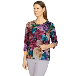 Women's Alfred Dunner Classics Realistic Flowers Knit Top 7 Women's Alfred Dunner Classics Realistic Flowers Knit Top -Alfred Dunner Shop 5833135 ALT2