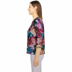 Women's Alfred Dunner Classics Realistic Flowers Knit Top 8 Women's Alfred Dunner Classics Realistic Flowers Knit Top -Alfred Dunner Shop 5833135 ALT3