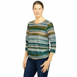 Women's Alfred Dunner Classics Watercolor Biadere Knit Top -Alfred Dunner Shop 5833136 ALT2