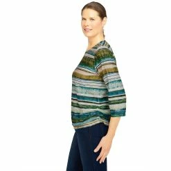 Women's Alfred Dunner Classics Watercolor Biadere Knit Top -Alfred Dunner Shop 5833136 ALT3