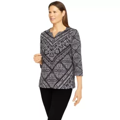 Women's Alfred Dunner Classics Medallion Chevron Knit Top -Alfred Dunner Shop 5833138 ALT2
