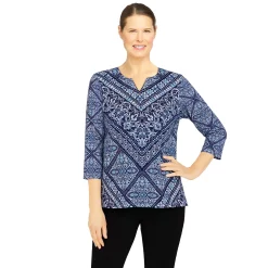 Women's Alfred Dunner Classics Medallion Chevron Knit Top