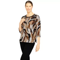 Women's Alfred Dunner Classics Brushstroke Animal Knit Top -Alfred Dunner Shop 5833141 ALT2