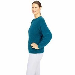 Women's Alfred Dunner Classics Chenille Cable Stitch Sweater -Alfred Dunner Shop 5833147 ALT3
