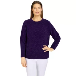 Women's Alfred Dunner Classics Chenille Cable Stitch Sweater -Alfred Dunner Shop 5833147 Aubergine