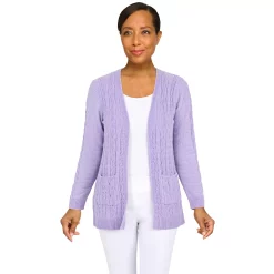 Women's Alfred Dunner Classics Open Front Chenille Cardigan -Alfred Dunner Shop 5833148 Lilac