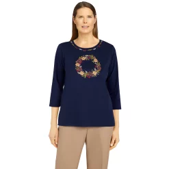 Petite Alfred Dunner Classics Fall Floral Wreath Top