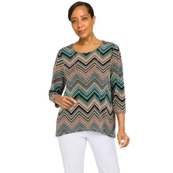 Petite Alfred Dunner Classics Chevron Puff Print Top