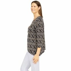 Petite Alfred Dunner Classics Geometric Puff Print Top -Alfred Dunner Shop 5834314 ALT3