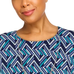 Petite Alfred Dunner Classics Geometric Puff Print Top -Alfred Dunner Shop 5834314 ALT4