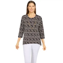Petite Alfred Dunner Classics Geometric Puff Print Top