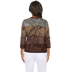 Petite Alfred Dunner Classics Ombre Animal Jacquard Sweater -Alfred Dunner Shop 5834328 ALT
