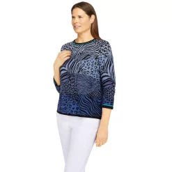 Petite Alfred Dunner Classics Ombre Animal Jacquard Sweater -Alfred Dunner Shop 5834328 ALT2