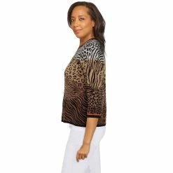 Petite Alfred Dunner Classics Ombre Animal Jacquard Sweater -Alfred Dunner Shop 5834328 ALT3