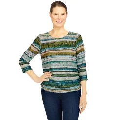 Petite Alfred Dunner Classics Watercolor Biadere Knit Top