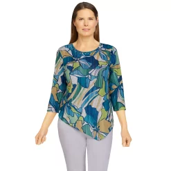 Petite Alfred Dunner Classics Stained Glass Floral Print Knit Top