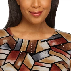 Petite Alfred Dunner Classics Shimmer Stained Glass Print Knit Top -Alfred Dunner Shop 5834441 ALT4