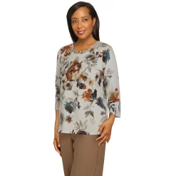 Petite Alfred Dunner Classics Squirrel Print Knit Top -Alfred Dunner Shop 5834450 ALT2