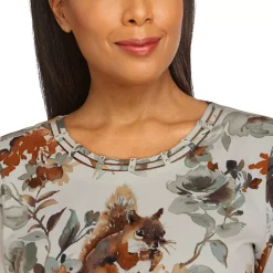 Petite Alfred Dunner Classics Squirrel Print Knit Top -Alfred Dunner Shop 5834450 ALT4