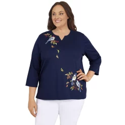 Plus Size Alfred Dunner Classics Birds Leaves Top Birds Leaves Top