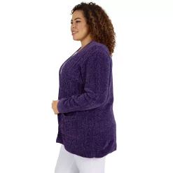 Plus Size Alfred Dunner Classics Chenille Open-Front Cardigan -Alfred Dunner Shop 5836062 ALT3