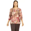 Petite Alfred Dunner Sorrento Shimmer Brushstroke Print Top