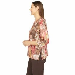 Petite Alfred Dunner Sorrento Shimmer Brushstroke Print Top -Alfred Dunner Shop 5847637 ALT3