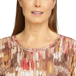 Petite Alfred Dunner Sorrento Shimmer Brushstroke Print Top -Alfred Dunner Shop 5847637 ALT4
