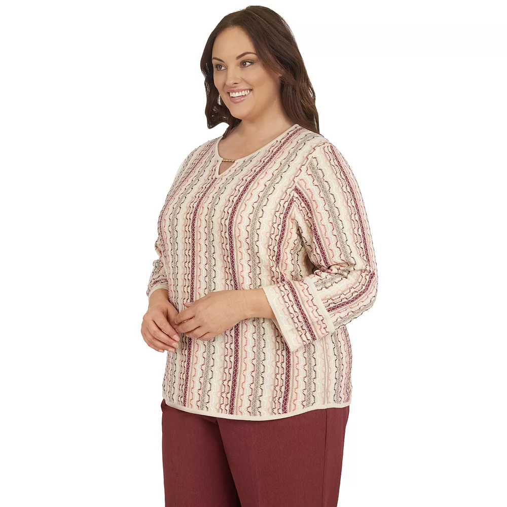 Plus Size Alfred Dunner Sorrento Vertical Texture Sweater 3 Plus Size Alfred Dunner Sorrento Vertical Texture Sweater - Image 3