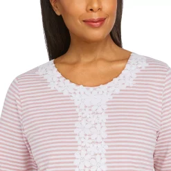 Women's Alfred Dunner Isle of Capri Mini Striped Floral Lace Top -Alfred Dunner Shop 5848015 ALT4