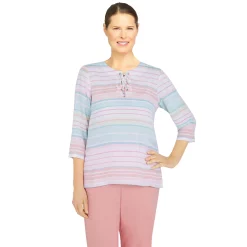 Plus Size Alfred Dunner Isle of Capri Pants Striped Crewneck Shirt